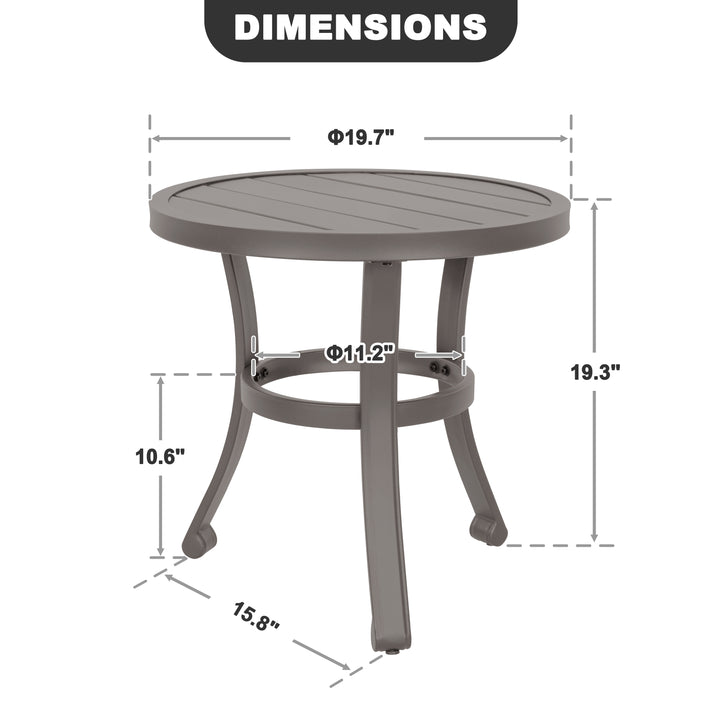 Outdoor Metal Side Table, Weather-Resistant 19.7" Round End Table