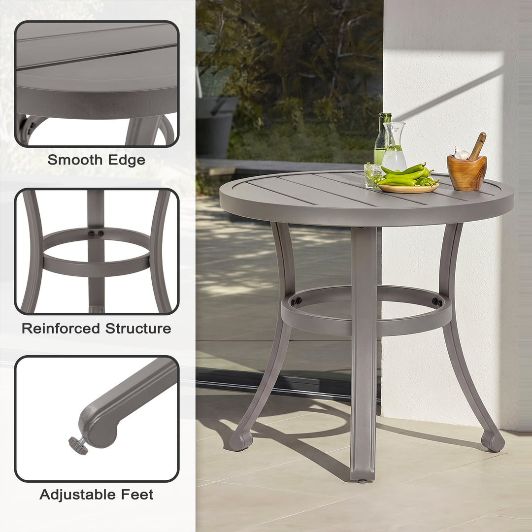 Outdoor Metal Side Table, Weather-Resistant 19.7" Round End Table