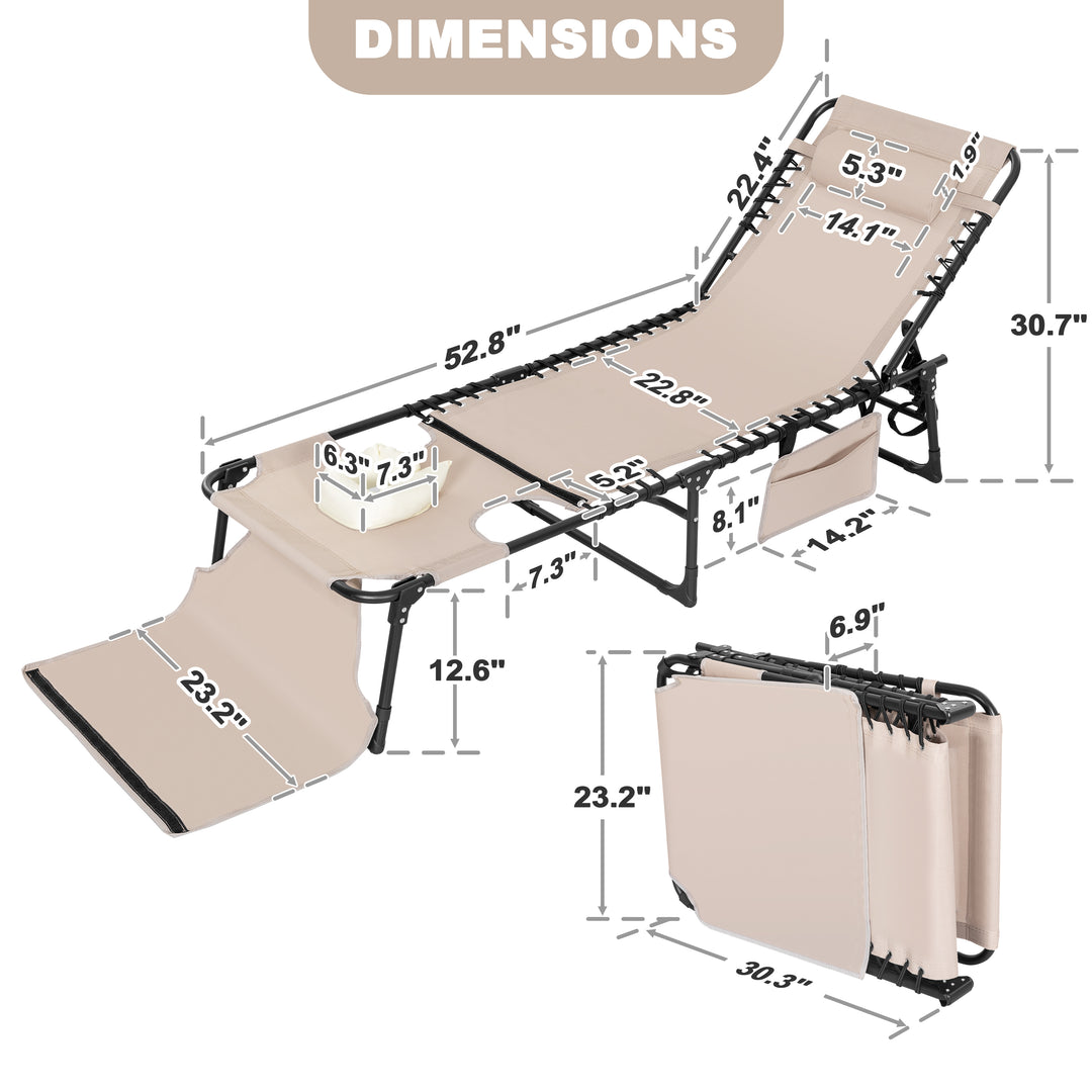 Outdoor Adjustable Textliene Lounge Chair Folding Tanning Chair with Pillow