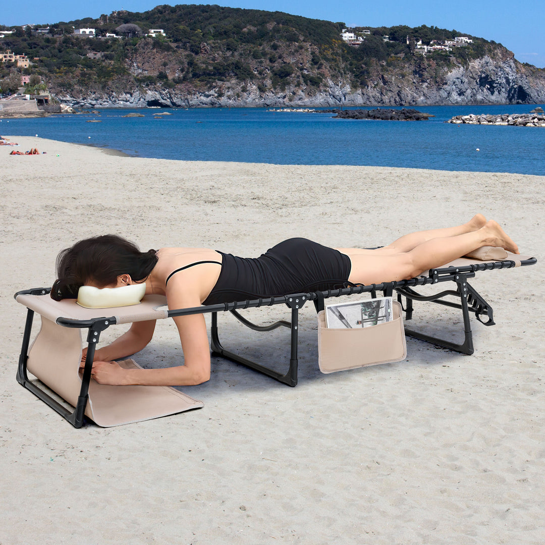 Outdoor Adjustable Textliene Lounge Chair Folding Tanning Chair with Pillow
