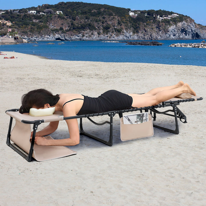 Outdoor Adjustable Textliene Lounge Chair Folding Tanning Chair with Pillow