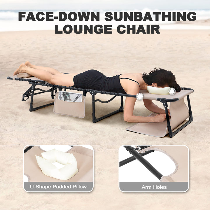 Outdoor Adjustable Textliene Lounge Chair Folding Tanning Chair with Pillow