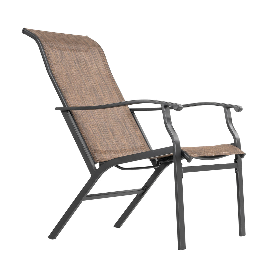 2-Piece Patio All-Weather Textilene Lounge Chair with Ottoman, Brown