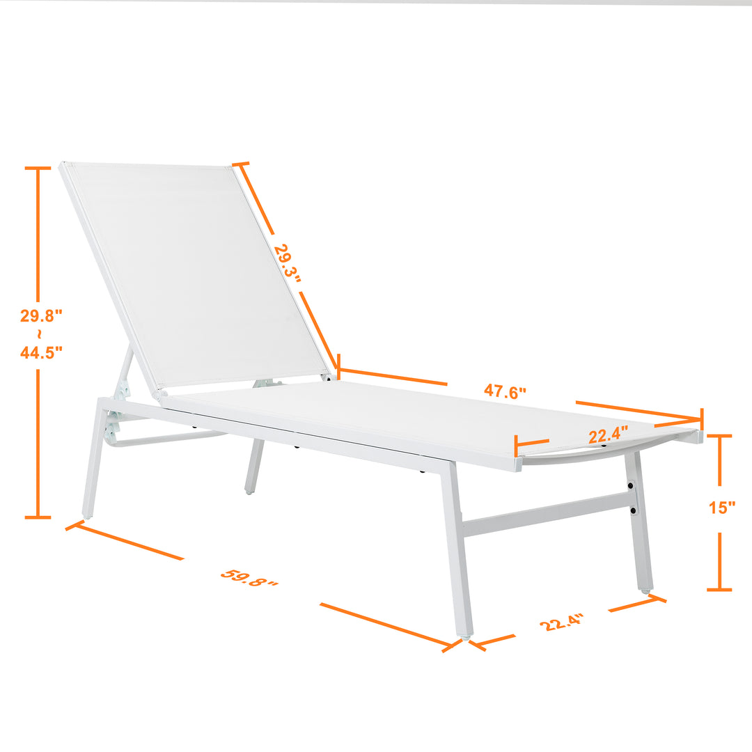 NUU GARDEN Patio Chaise Lounge Outdoor All-Flat 5 Positions Chaise Lounge Chairs
