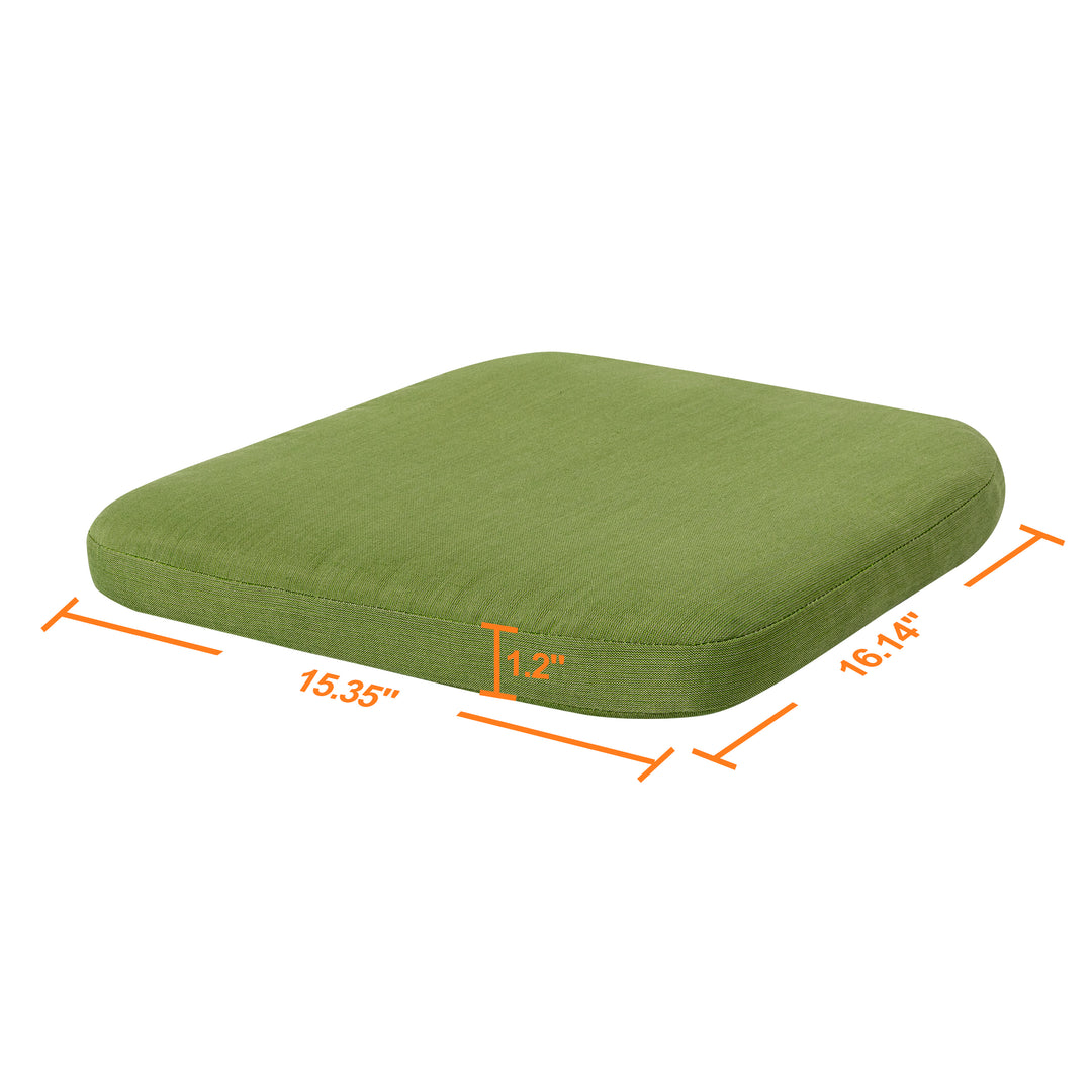 NUU GARDEN Outdoor 2-Pack 15'' x 16'' x 1.2'' Green Chair Seat Cushions with Straps