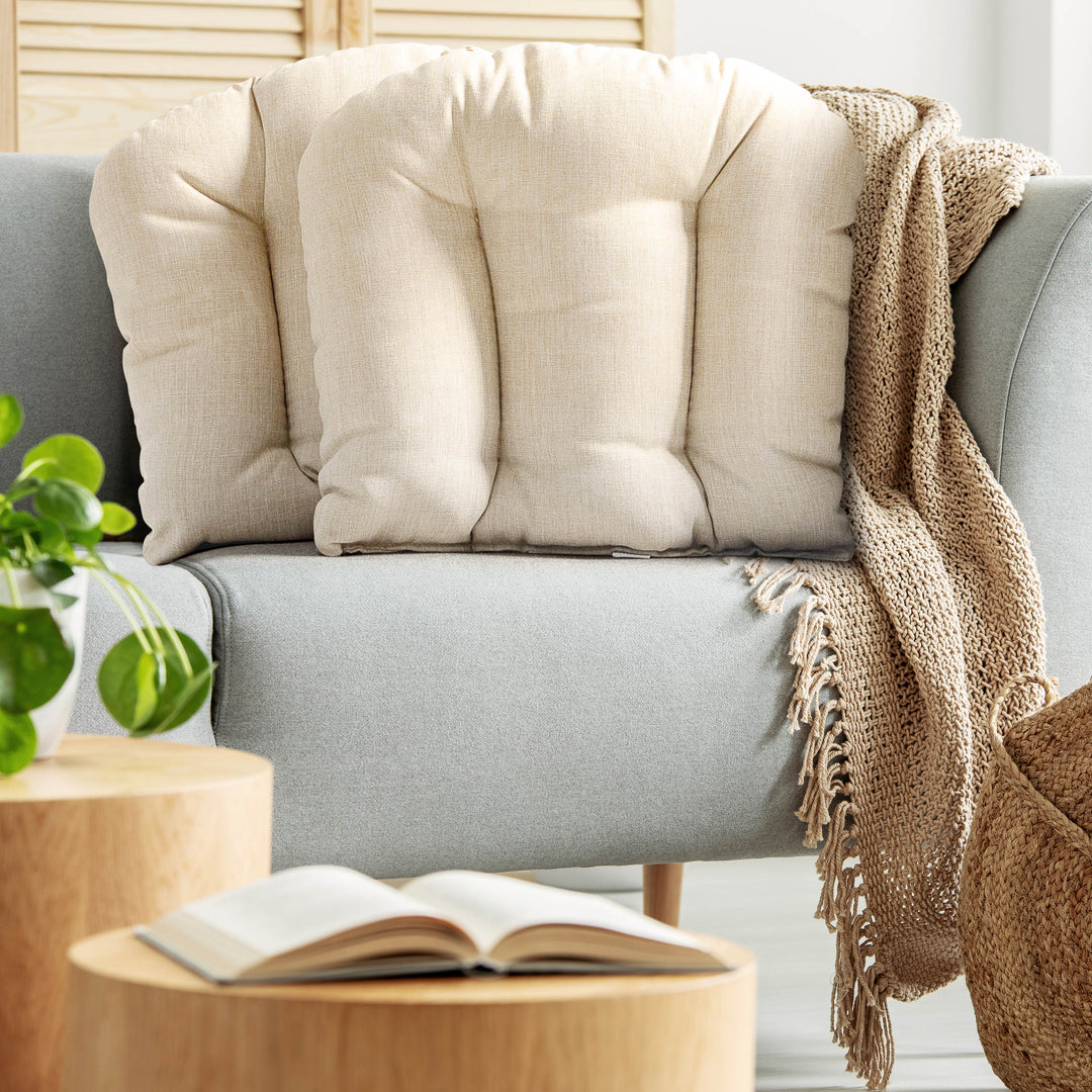 Outdoor 2-Pack 17'' x 20'' x 3.15'' Beige Outdoor Throw Pillows, Olefin