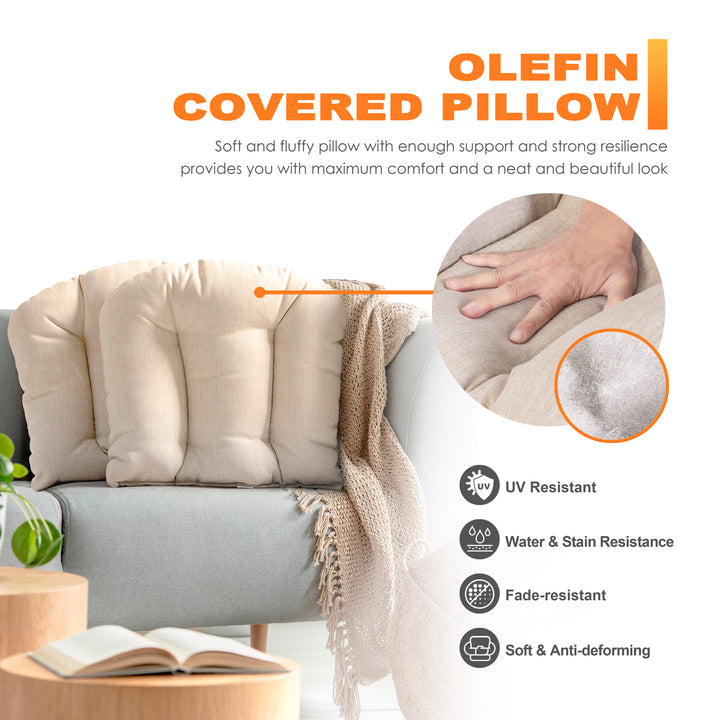 Outdoor 2-Pack 17'' x 20'' x 3.15'' Beige Outdoor Throw Pillows, Olefin