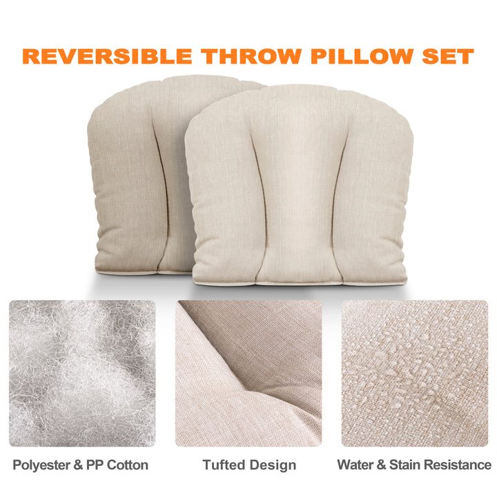Outdoor 2-Pack 17'' x 20'' x 3.15'' Beige Outdoor Throw Pillows, Olefin