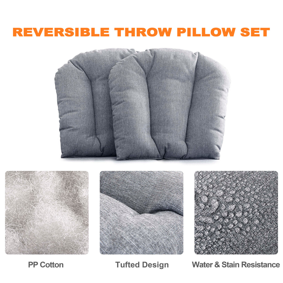 Outdoor 2-Pack 17'' x 17'' x 3.35'' Gray Outdoor Throw Pillows