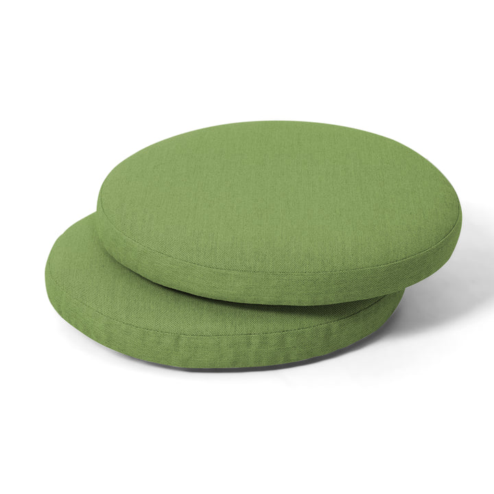 Outdoor 2-Pack 15'' x 1.2'' Green Round Chair Seat Cushions with Straps