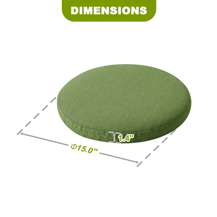 Outdoor 2-Pack 15'' x 1.2'' Green Round Chair Seat Cushions with Straps