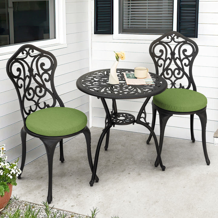 Outdoor 2-Pack 15'' x 1.2'' Green Round Chair Seat Cushions with Straps