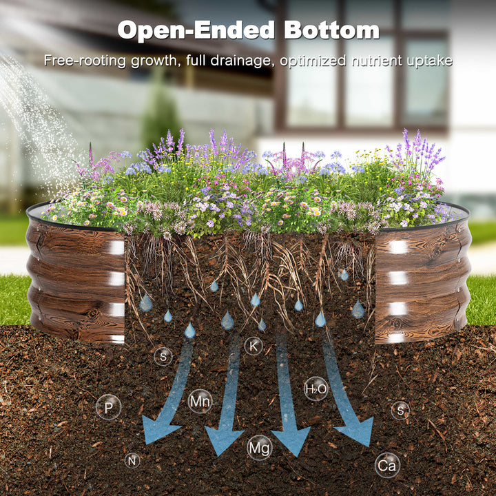 Galvanized 4x2x1ft Planter Garden Box Outdoor, Oval Raised Garden Bed