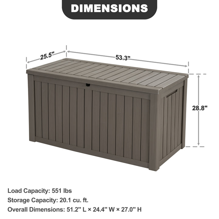150 Gallon Waterproof Outdoor Storage Box, Gas Strut Lid, Lockable Design