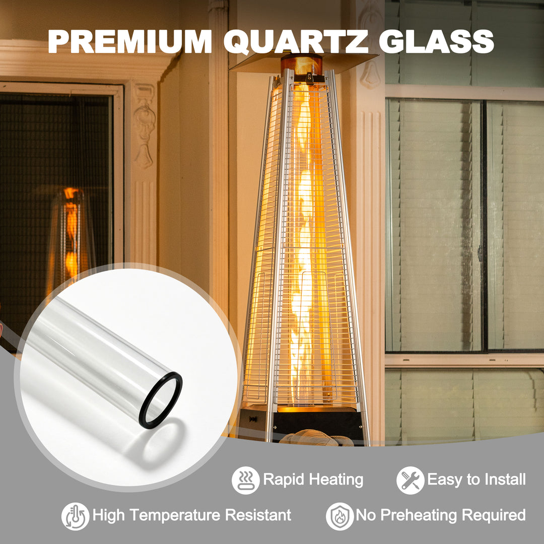 4-Sided Pyramid Patio Heater Quartz Glass Tube Replacement with Silicone Ring