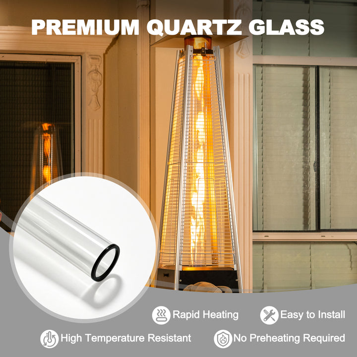 4-Sided Pyramid Patio Heater Quartz Glass Tube Replacement with Silicone Ring