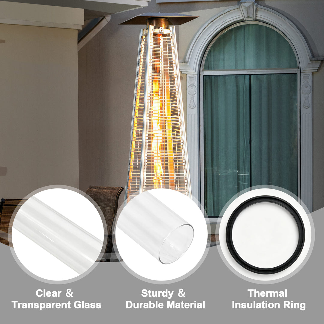 4-Sided Pyramid Patio Heater Quartz Glass Tube Replacement with Silicone Ring