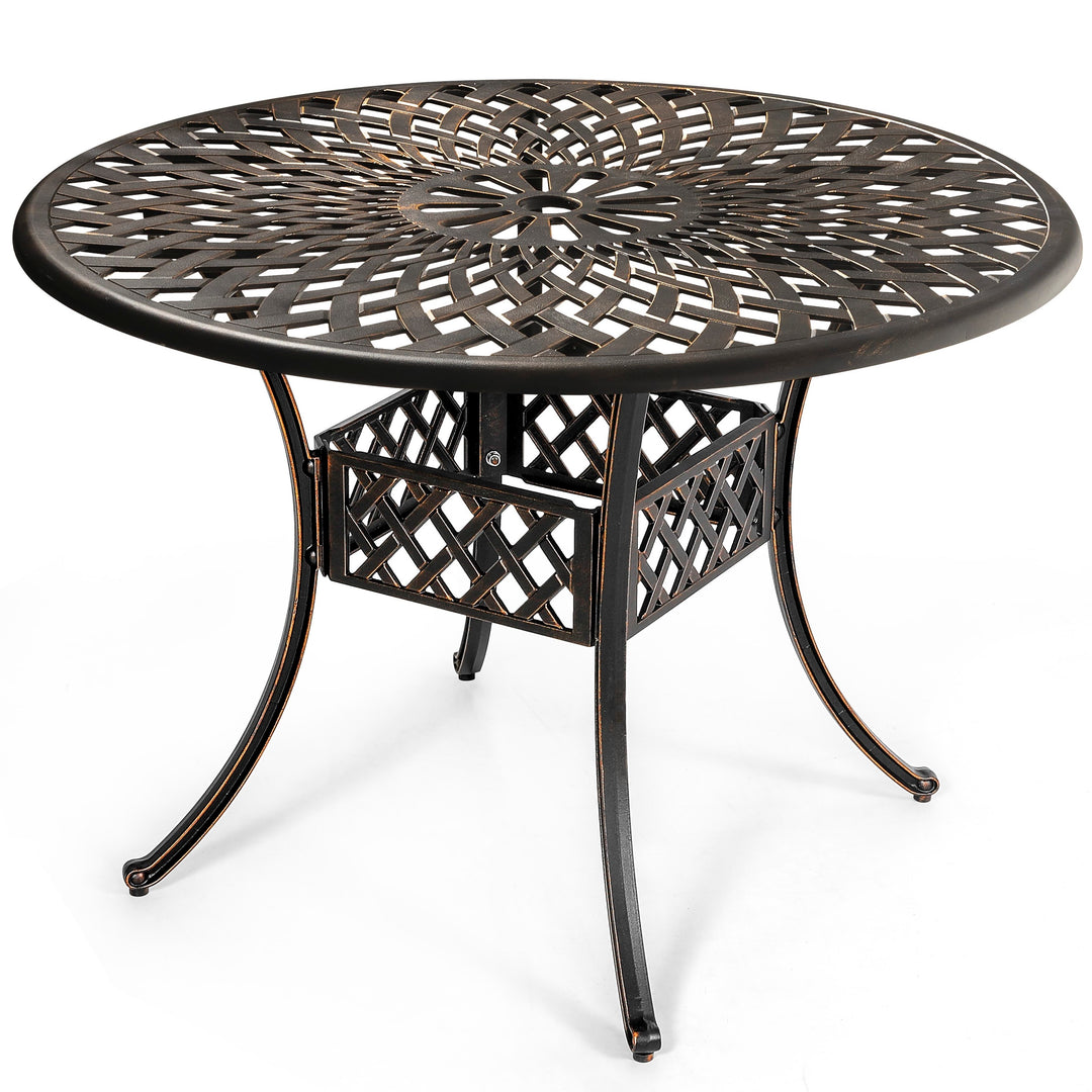 Outdoor Round Cast Aluminum Dining Table with 2.24'' Umbrella Hole