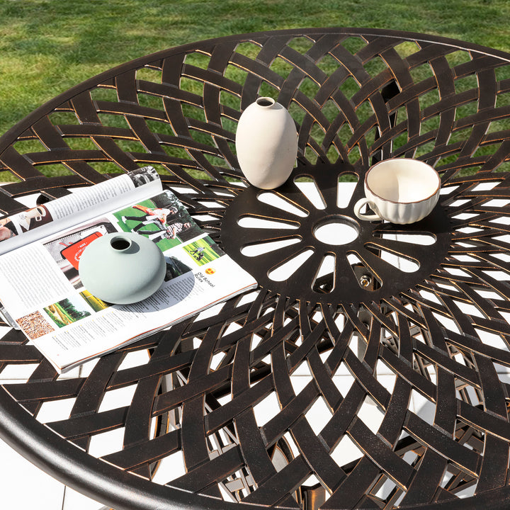 Outdoor Round Cast Aluminum Dining Table with 2.24'' Umbrella Hole