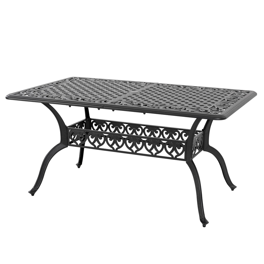 Outdoor Rectangle Cast Aluminum Dining Table with 2.1'' Umbrella Hole