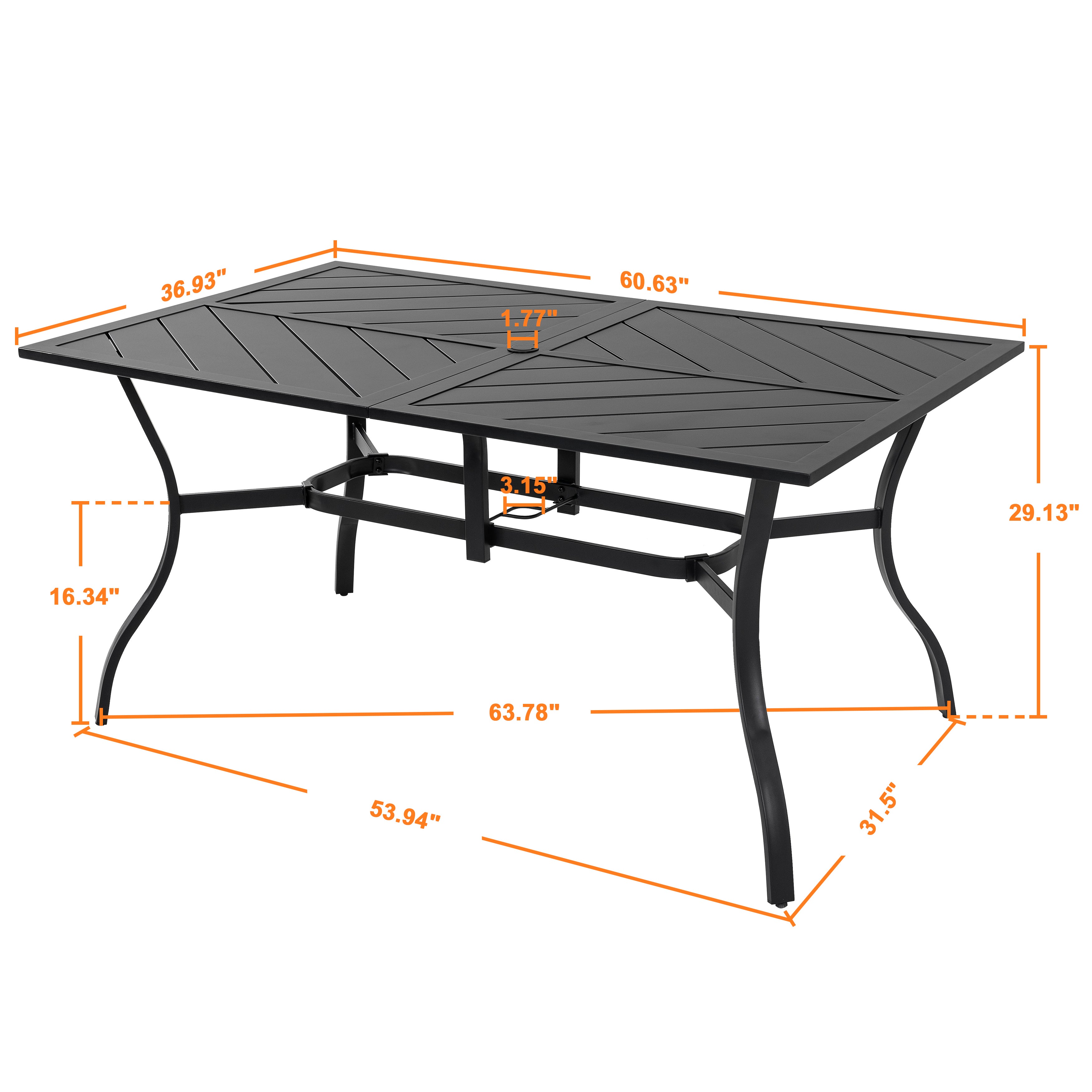 ⭐Jing⭐　INOUT NEW Standard Table Nuu Garden 61'' x 37' Iron Splicing Dining Table ODT352BK