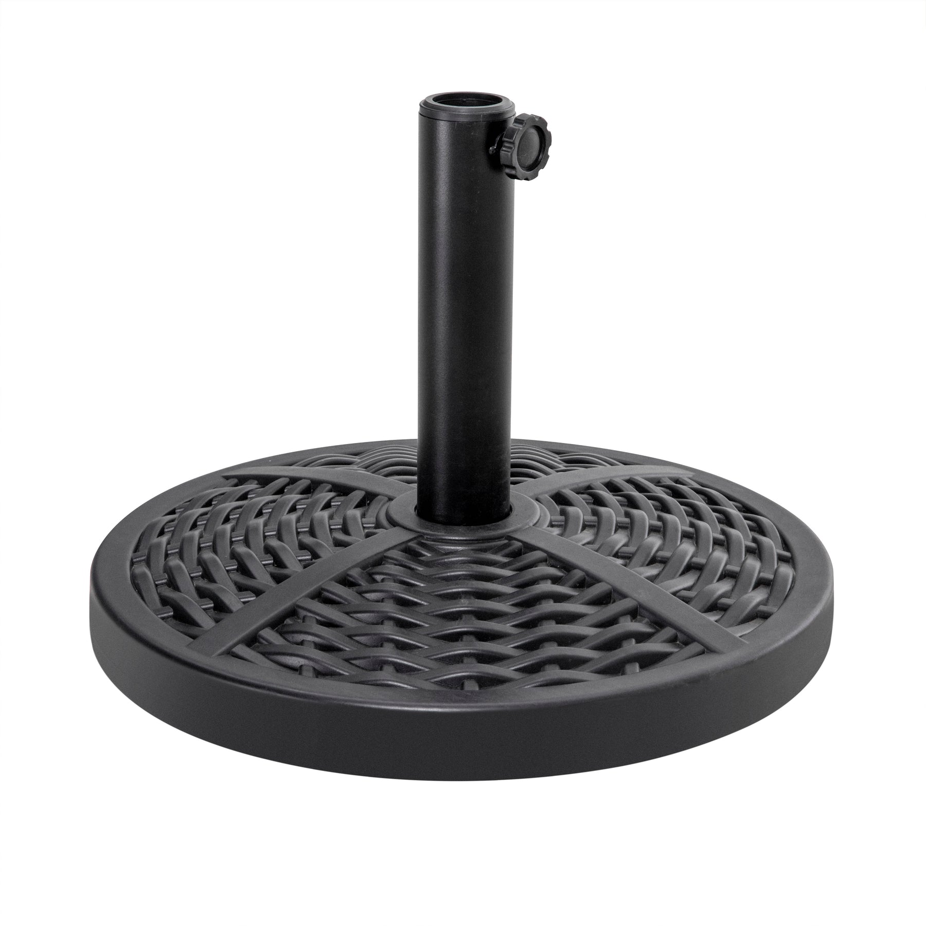 adjustable patio umbrella stand Nuu Garden Outdoor 26 lb. Round Umbrella Base, Polyethylene and Concrete, Brown, One Size