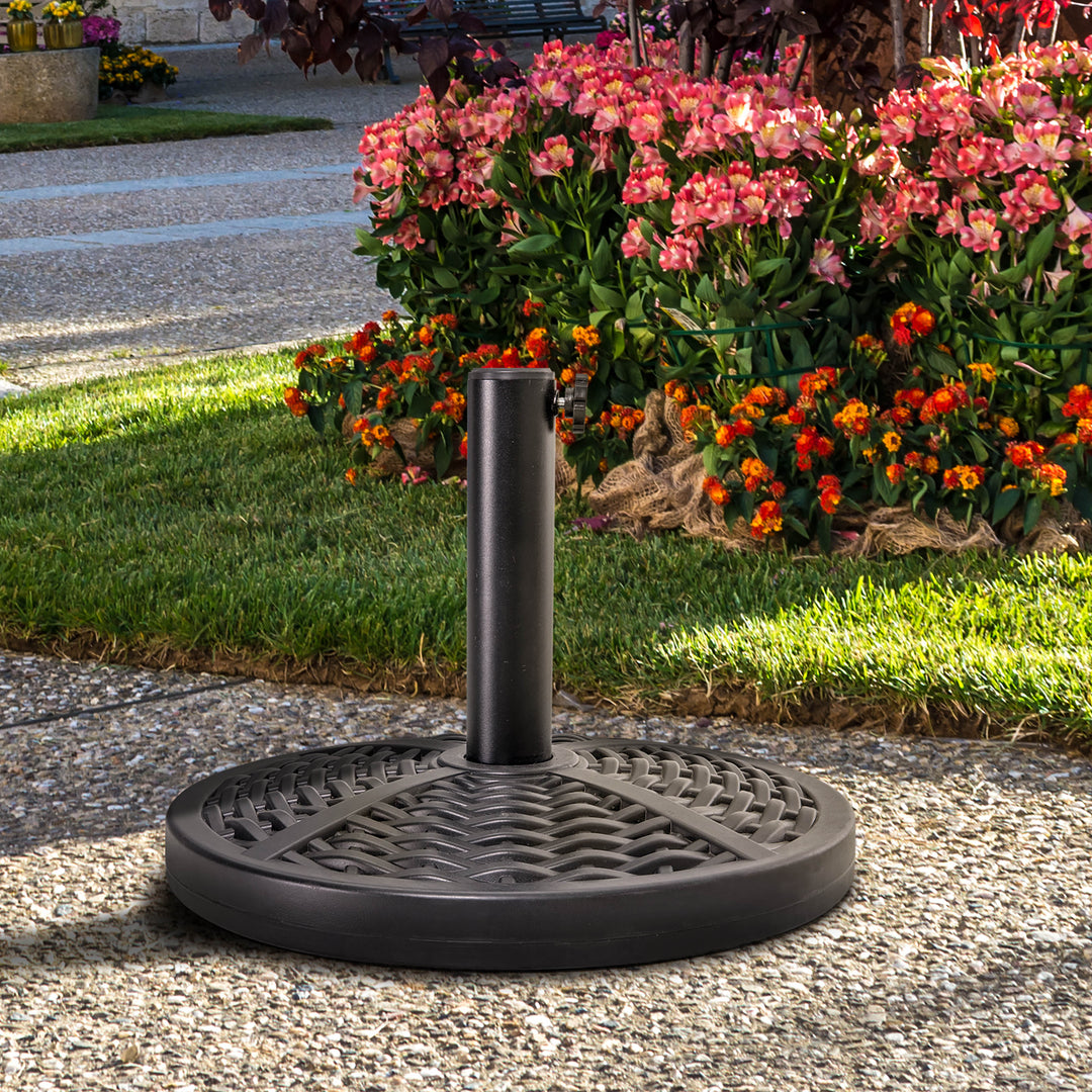 in ground patio umbrella base Nuu Garden Outdoor 26 lb. Round Umbrella Base, Polyethylene and Concrete, Brown, One Size