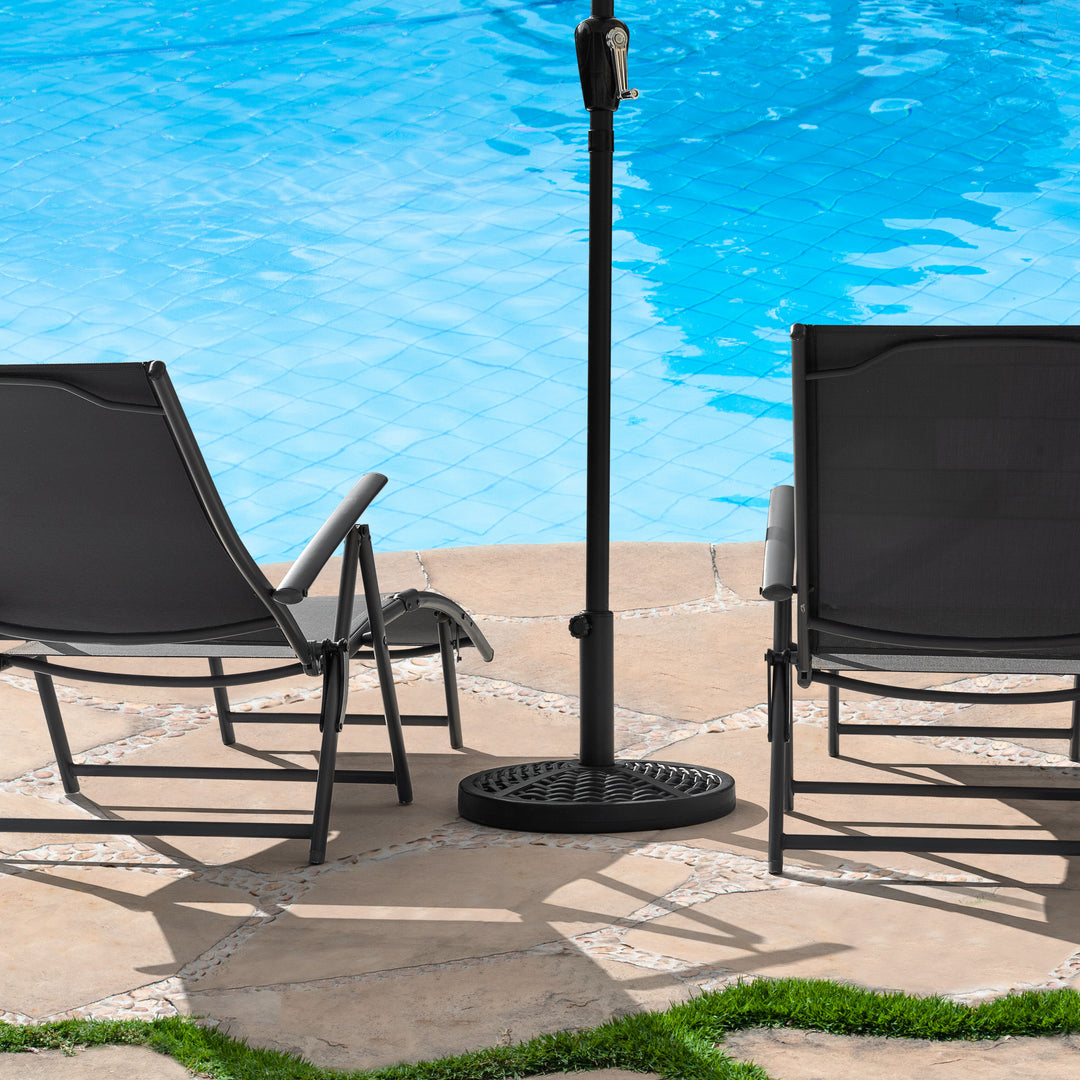 high end patio umbrella base Nuu Garden Outdoor 26 lb. Round Umbrella Base, Polyethylene and Concrete, Brown, One Size