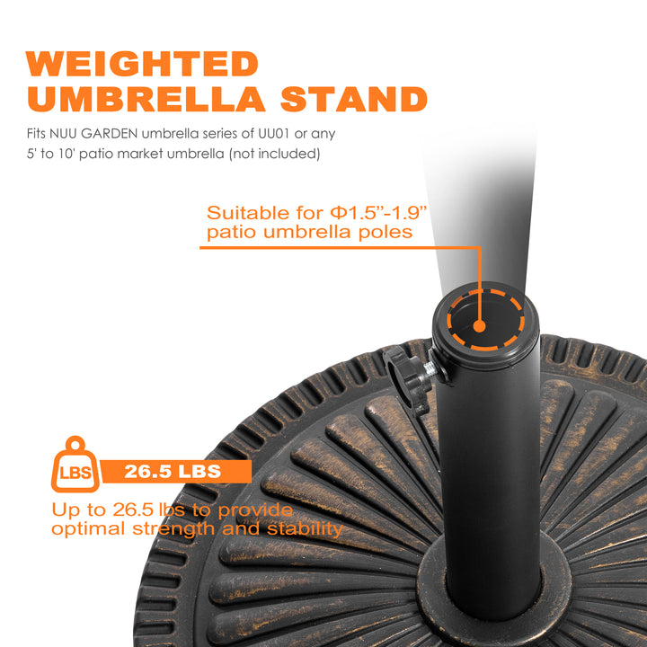 33 lbs Patio Umbrella Base Stand Heavy Duty Outdoor Umbrella Base Made from Rust Resistant Resin