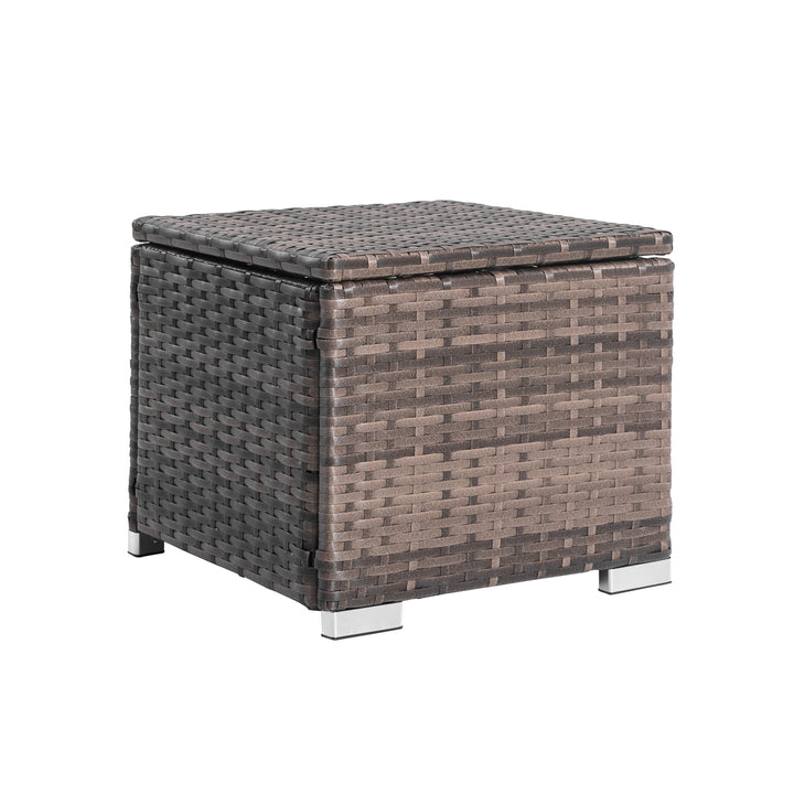 Patio 2-Piece Wicker Ottoman with Hidden Storage and Removable Cushion