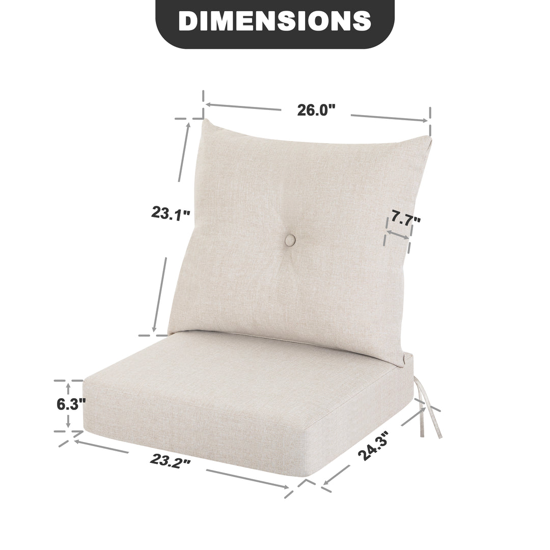 23 x 24 Inch Outdoor Olefin Chair Cushion Set, Tufted Design