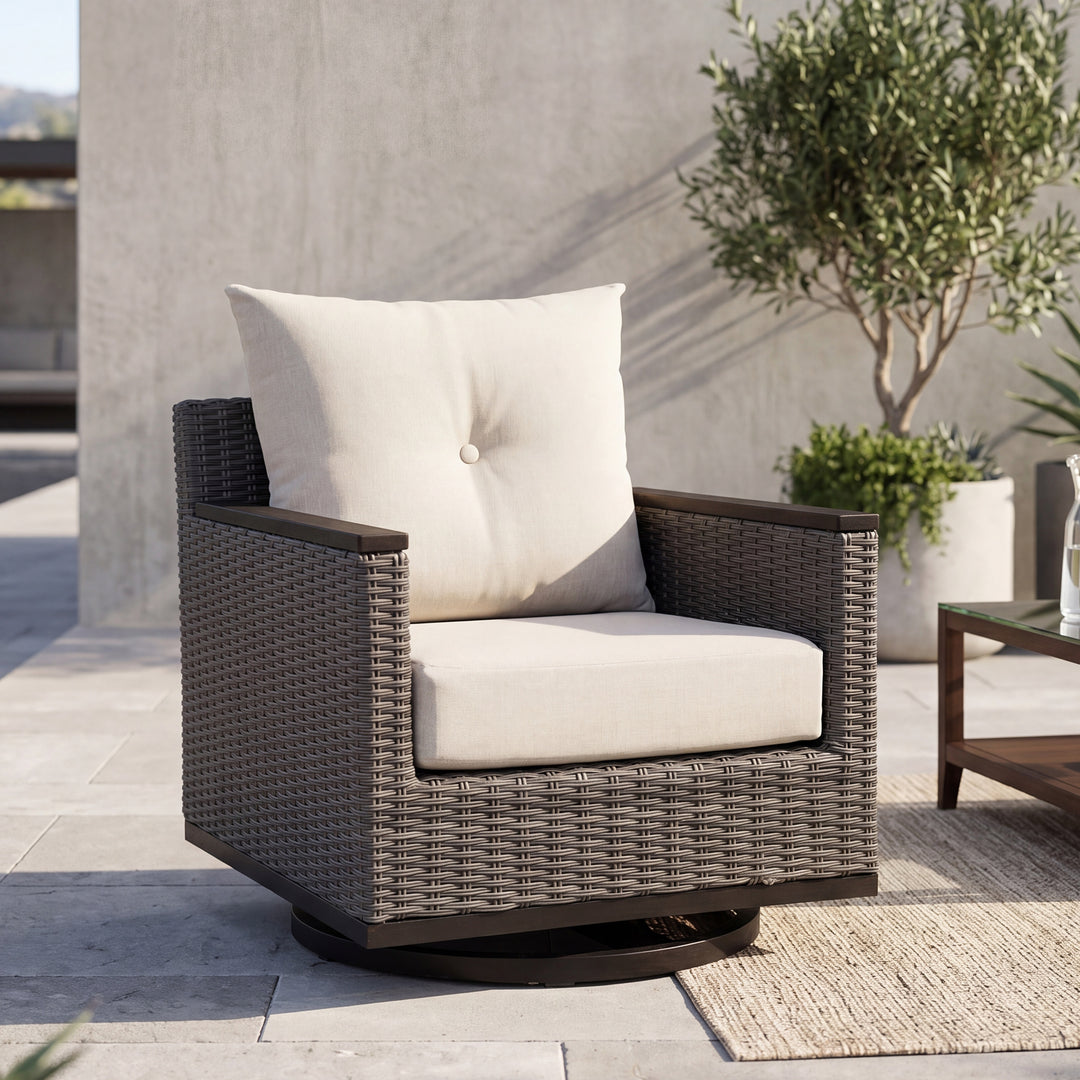 23 x 24 Inch Outdoor Olefin Chair Cushion Set, Tufted Design