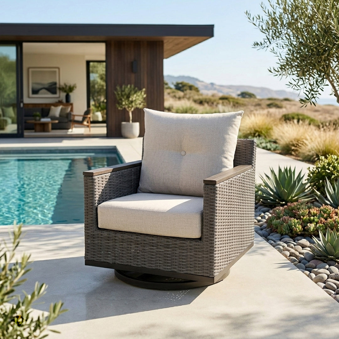 23 x 24 Inch Outdoor Olefin Chair Cushion Set, Tufted Design