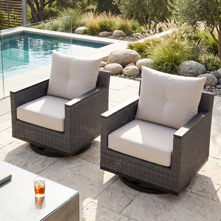 23 x 24 Inch Outdoor Olefin Chair Cushion Set, Tufted Design