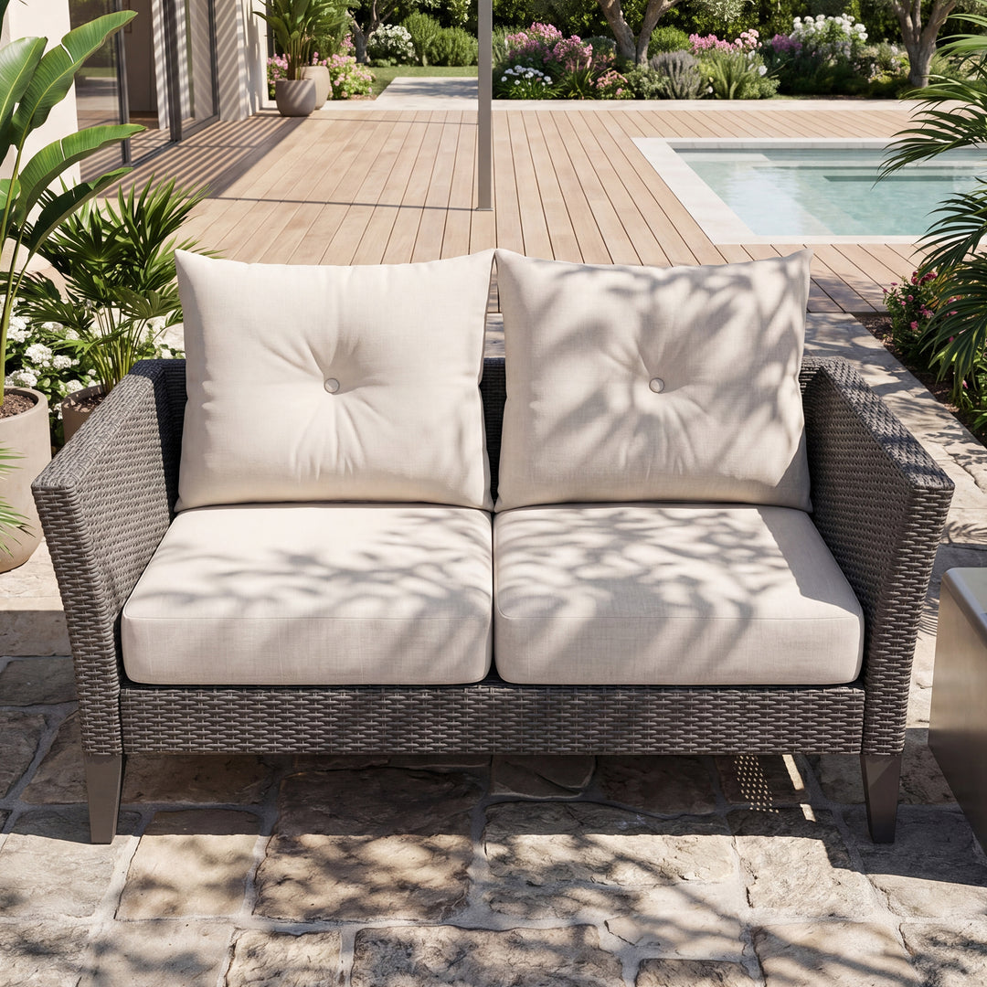 23 x 24 Inch Outdoor Olefin Chair Cushion Set, Tufted Design