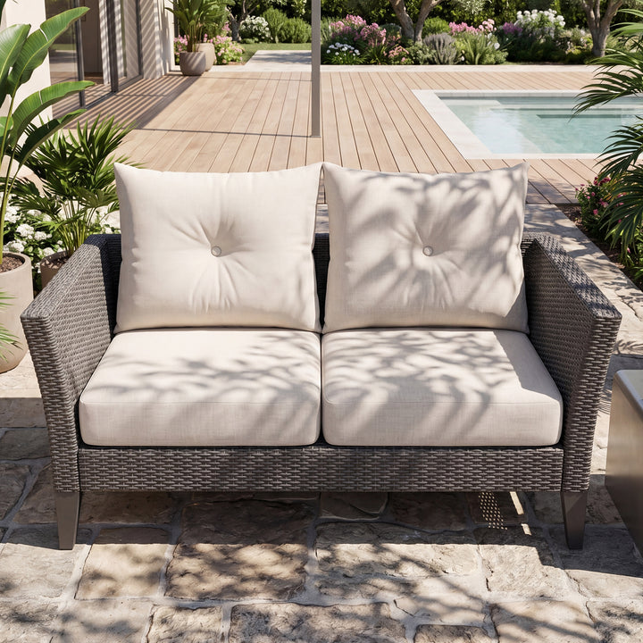 23 x 24 Inch Outdoor Olefin Chair Cushion Set, Tufted Design