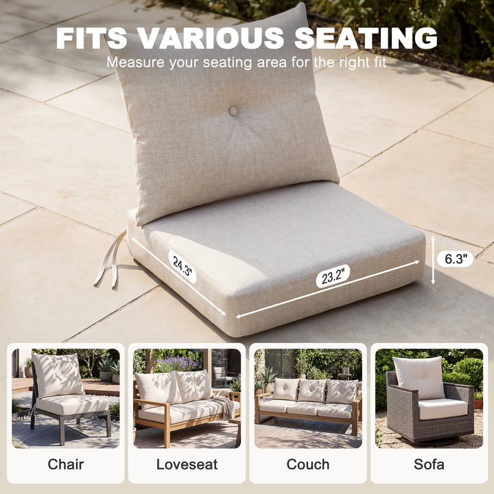 23 x 24 Inch Outdoor Olefin Chair Cushion Set, Tufted Design