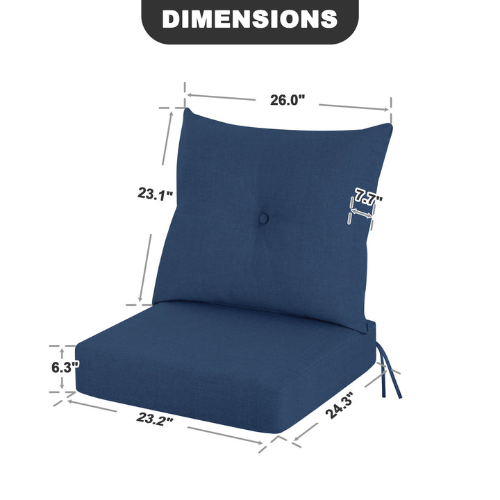 23 x 24 Inch Outdoor Olefin Chair Cushion Set, Tufted Design