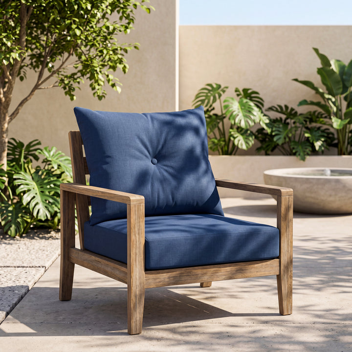 23 x 24 Inch Outdoor Olefin Chair Cushion Set, Tufted Design