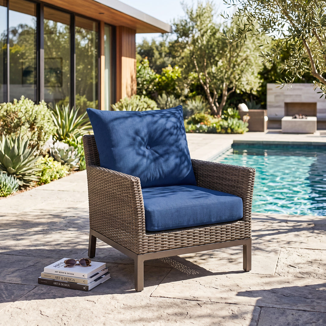 23 x 24 Inch Outdoor Olefin Chair Cushion Set, Tufted Design