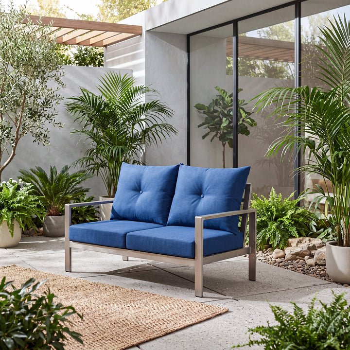 23 x 24 Inch Outdoor Olefin Chair Cushion Set, Tufted Design