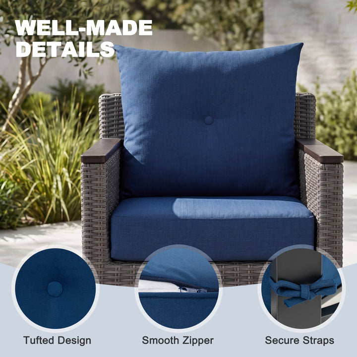 23 x 24 Inch Outdoor Olefin Chair Cushion Set, Tufted Design
