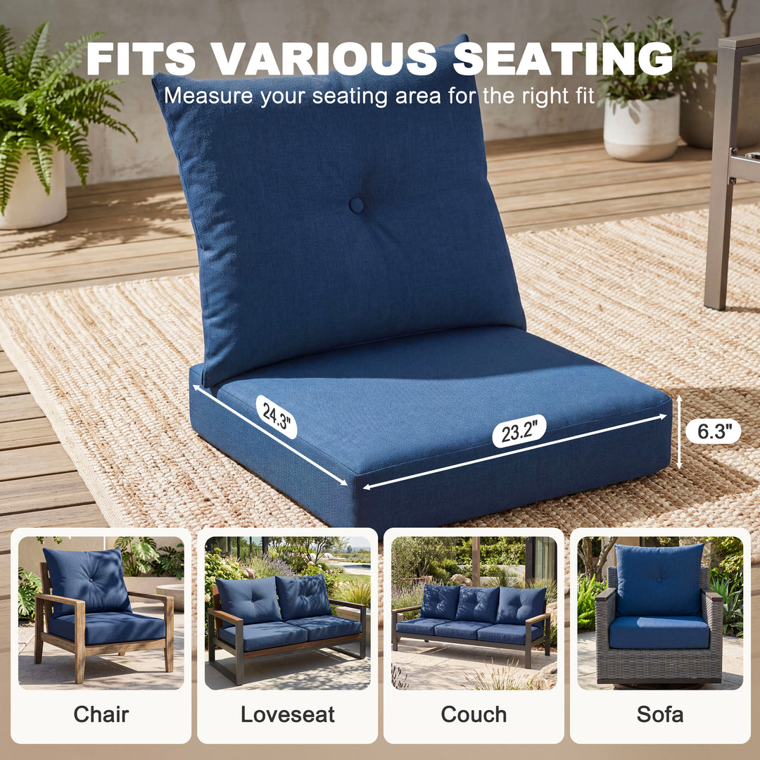 23 x 24 Inch Outdoor Olefin Chair Cushion Set, Tufted Design