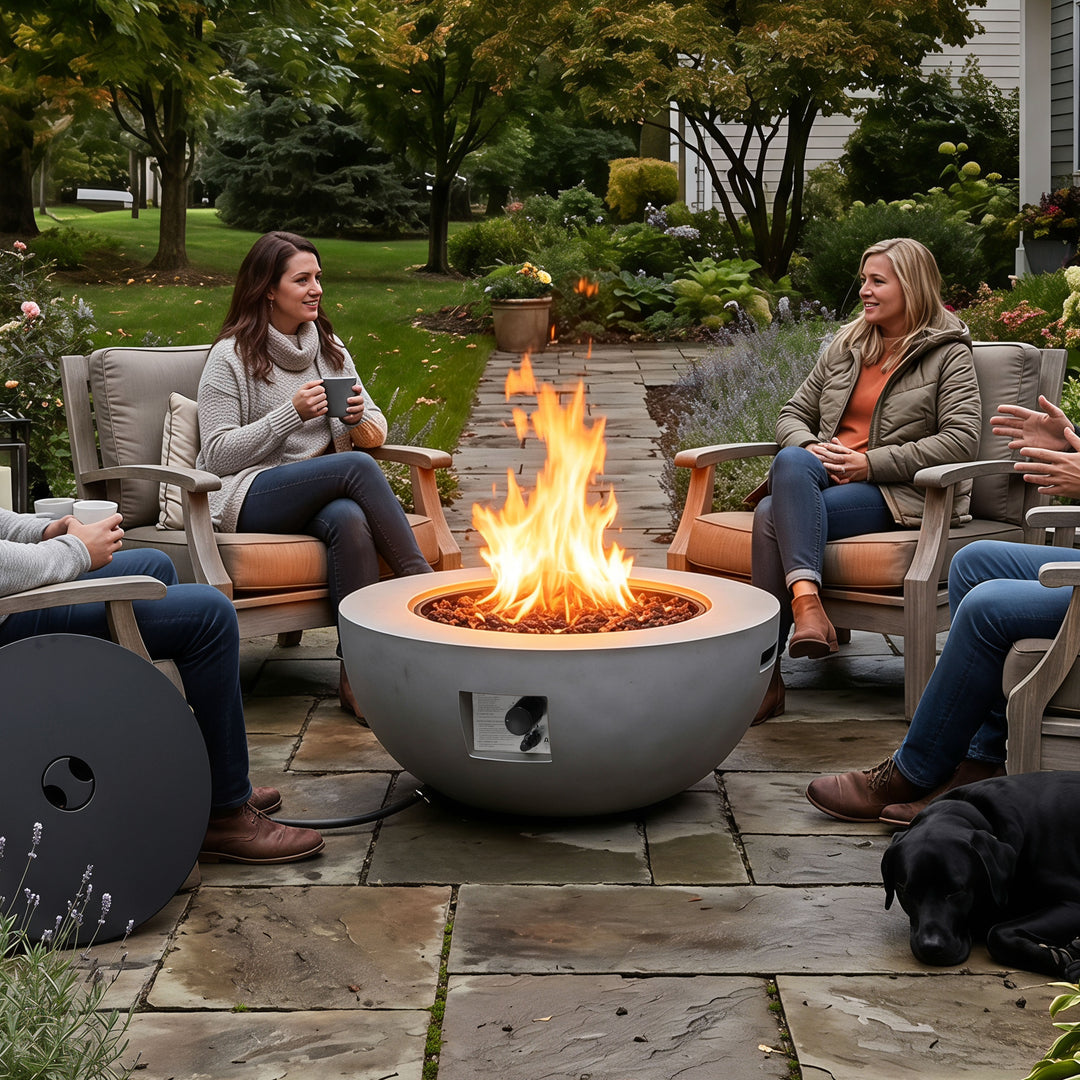 31.5" Bowl-Shaped Outdoor Propane Fire Pit Table, 50,000 BTU, CSA Certified