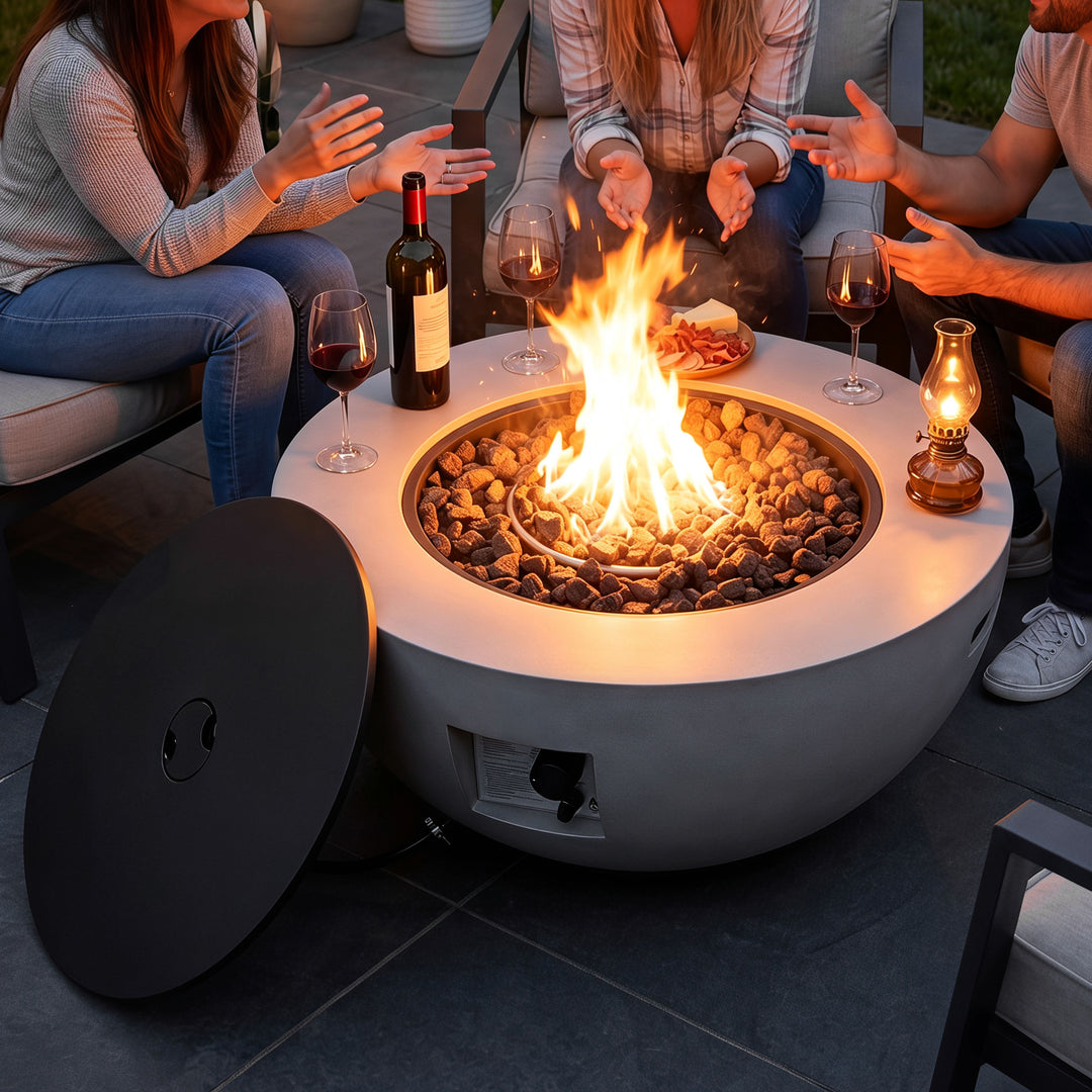 31.5" Bowl-Shaped Outdoor Propane Fire Pit Table, 50,000 BTU, CSA Certified