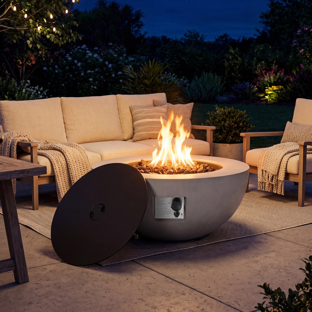 31.5" Bowl-Shaped Outdoor Propane Fire Pit Table, 50,000 BTU, CSA Certified