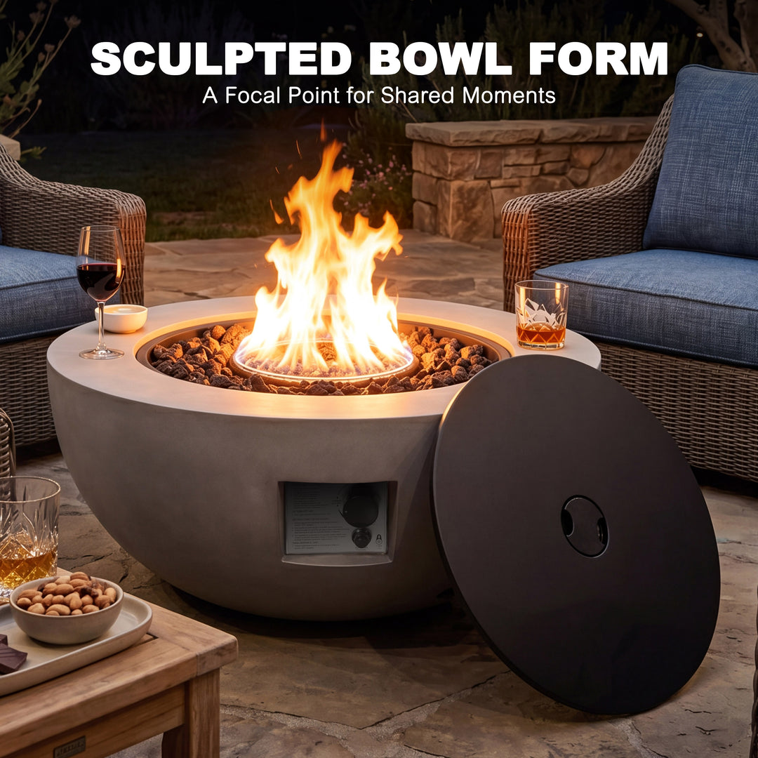 31.5" Bowl-Shaped Outdoor Propane Fire Pit Table, 50,000 BTU, CSA Certified