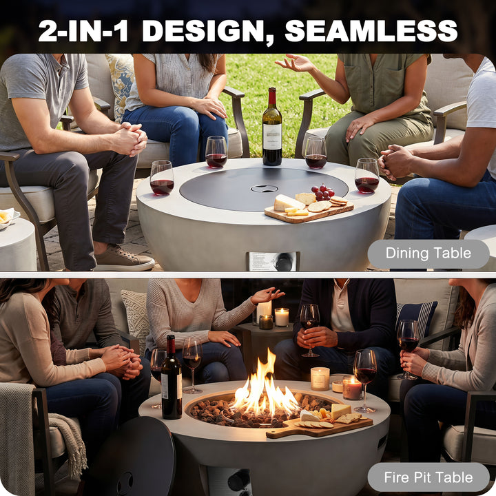31.5" Bowl-Shaped Outdoor Propane Fire Pit Table, 50,000 BTU, CSA Certified