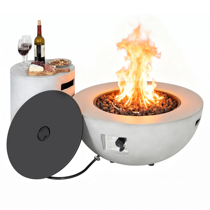 50,000 BTU Bowl-Shaped Patio Propane Fire Pit Table with Hidden Tank Table