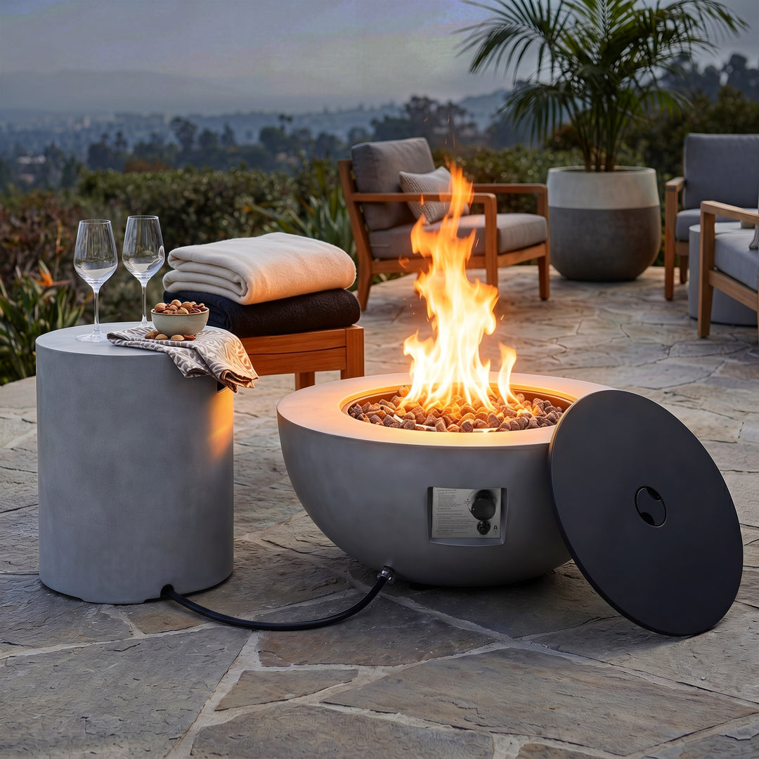 50,000 BTU Bowl-Shaped Patio Propane Fire Pit Table with Hidden Tank Table